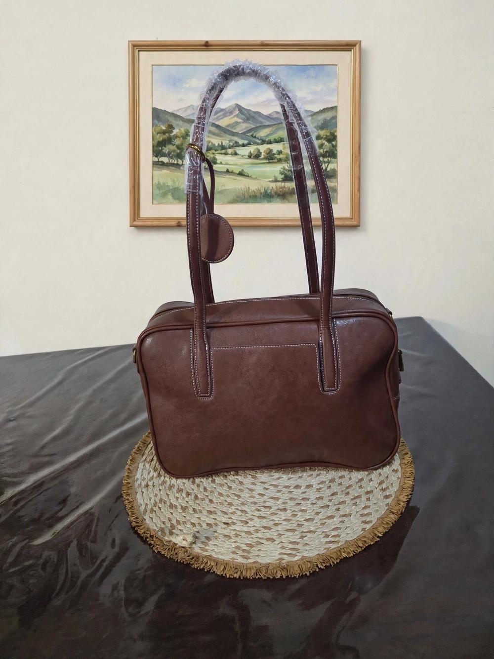 Women's vintage shoulder bags, vegan leather handbags, large Boston bag